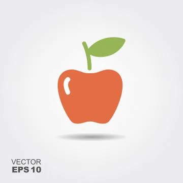 Illustration of apple flat icon with shadow Stock Illustration
