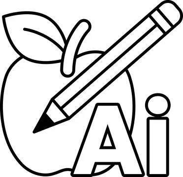 Illustration of an apple placed next to a pencil in an education concept Stock Illustration