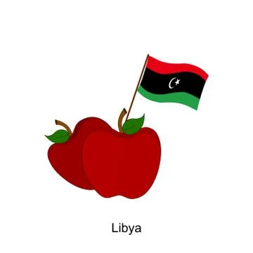 Illustration of Apples, Apples with Libya Flag Stock Illustration
