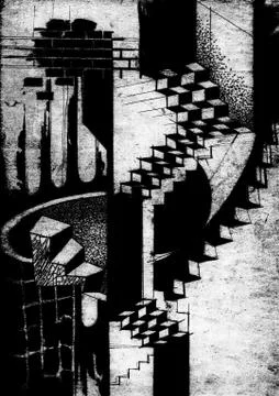 Illustration of an architectural abstract composition. Stock Illustration