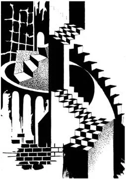 Illustration of an architectural abstract composition. Stock Illustration