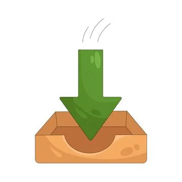 Illustration of archive box with arrow pointing down Stock Illustration