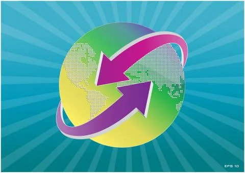 Illustration of arrow around Earth map Stock Illustration