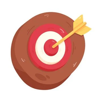Illustration of arrow hitting target Stock Illustration
