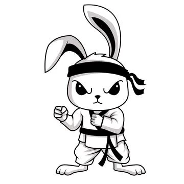 Illustration art cute karate rabbit character design Stock Illustration