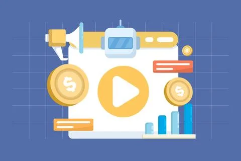 Illustration of artificial intelligence in marketing technology Illustrazione stock