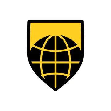 Illustration of ashield icon with a world globe, Vector illustration isolated Stock Illustration