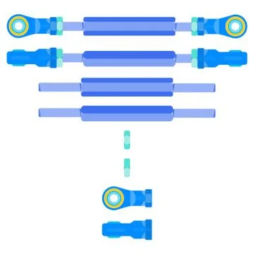 Illustration of Assembly and Components of Adjusting Tie Rod Stock Illustration