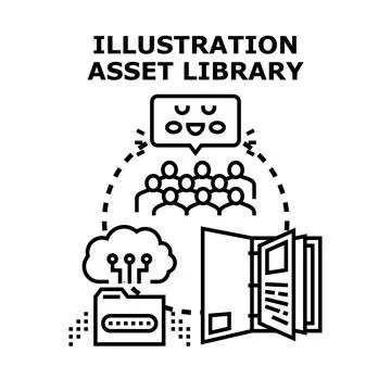 Illustration asset library managing digital content resources Stock Illustration