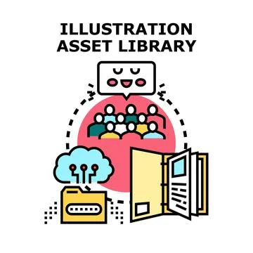 Illustration asset library managing digital content resources Stock Illustration