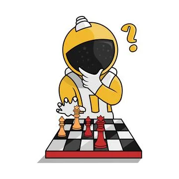 Illustration of astronaut playing chess Stock Illustration
