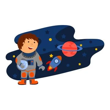 Illustration of an astronaut in space, vector isolated on a white background. Stock Illustration