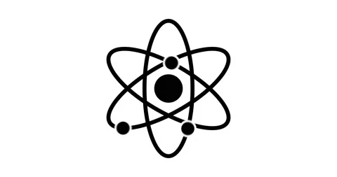 Illustration of atom flat icon on a white background in 4K Stock Footage 166246667