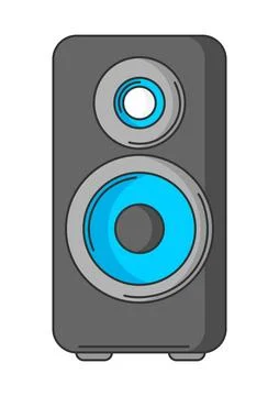 Illustration of audio speaker. Computer equipment and work device. 스톡 일러스트