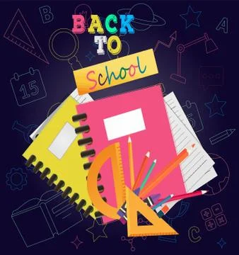 Illustration of back to school background with school supplies Stock Illustration