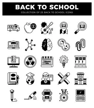 Illustration of back to school icons with educational and learning symbols... Ilustración de archivo