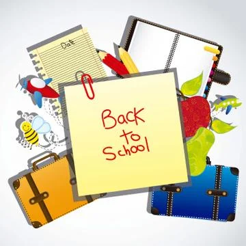 Illustration back to school, with school elements, vector illustration Illustrazione stock