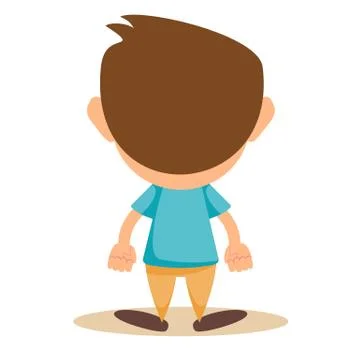 Illustration of a back view of a young boy on a white background Stock Illustration