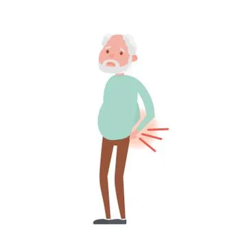 Illustration of backache in Senior man. Vector Illustration 스톡 일러스트
