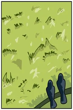 Illustration of a background with grass and mountains in the background Stock Illustration