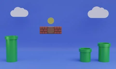 Illustration background of old arcade video game, 3d render Stock Illustration