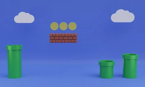 Illustration background of old arcade video game, 3d render Stock Illustration
