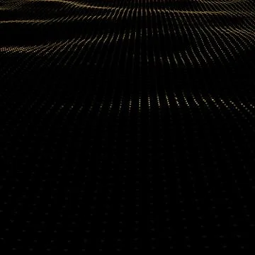 Illustration background of particles on surface with waves. 3D render of Stock Illustration