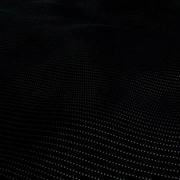 Illustration background of particles on surface with waves. 3D Illustration of Illustrazione stock