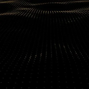 Illustration background of particles on surface with waves. 3D render of Stock-Illustration