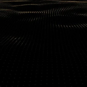 Illustration background of particles on surface with waves. 3D render of 스톡 일러스트