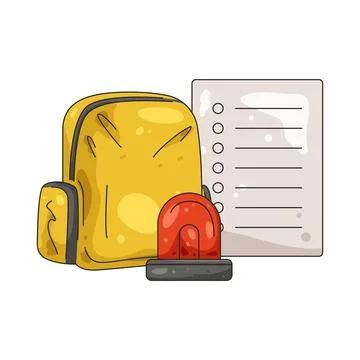 Illustration of backpack with an emergency plan Illustrazione stock