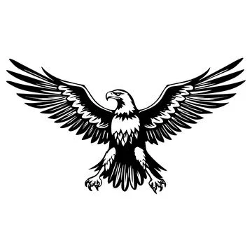 Illustration of bald eagle in drawing stencil style. Stock Illustration
