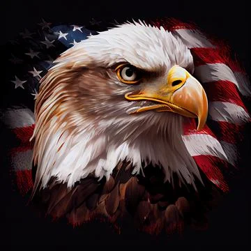 Illustration of a Bald eagle portrait on the flag of USA Stock Illustration