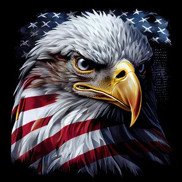 Illustration of a Bald eagle portrait on the flag of USA Stock Illustration