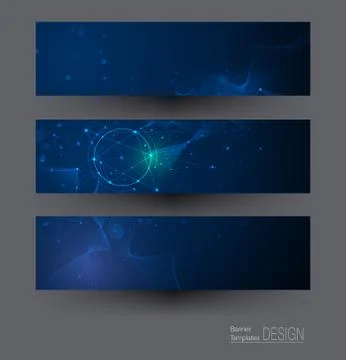 Illustration banners set, Abstract Molecules Stock Illustration