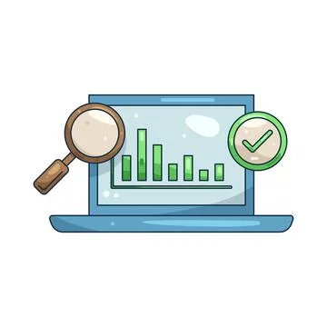 Illustration of bar chart with a check mark Stock Illustration
