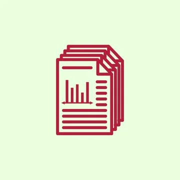 Illustration of a bar graph report document with arrow symbols Stock Illustration