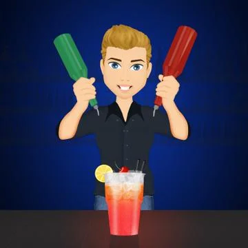 Illustration of bartender Stock Illustration