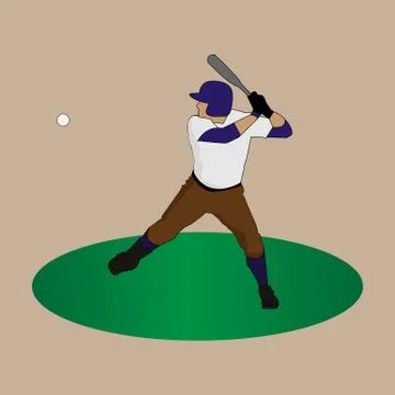 Illustration of a baseball player preparing to hit the ball Stock Illustration