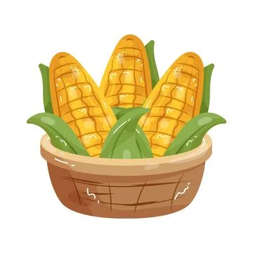 Illustration of basket of corn Illustration