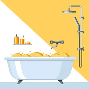 Illustration of bathroom interior. Stock Illustration