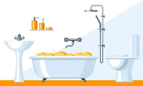Illustration of bathroom interior. Stock Illustration