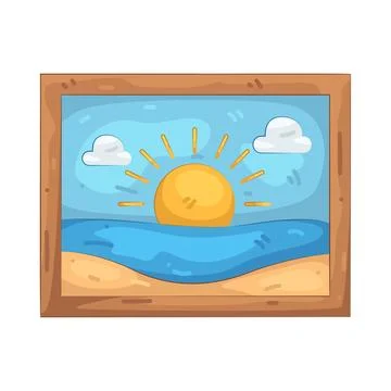 Illustration of beach picture in a frame Illustration