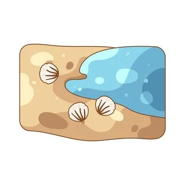 Illustration of beach scene with shells Stock Illustration