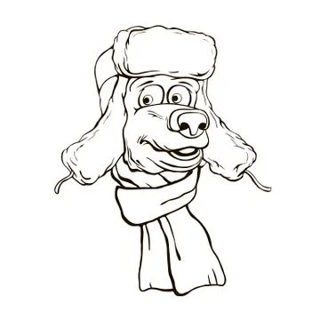 Illustration of a bear's head in winter hat and scarf Stock Illustration