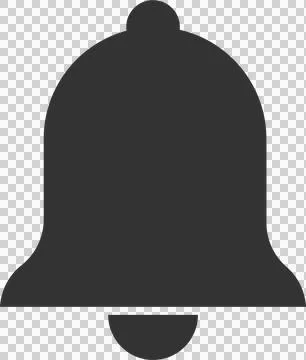 Illustration of a bell in solid dark gray, signaling an alert, notification.. Illustrazione stock