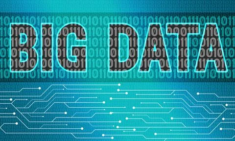 Illustration of "BIG DATA" written on a blue background with binary codes on  Illustrazione stock