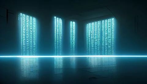Illustration of binary code, cyber reality room. Digital stream background. Stock Illustration