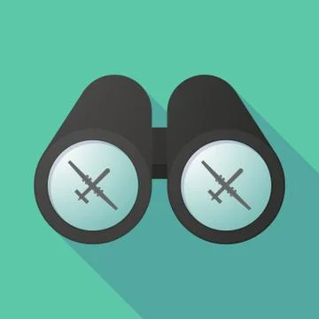 Illustration of a binoculars viewing a war drone Stock Illustration