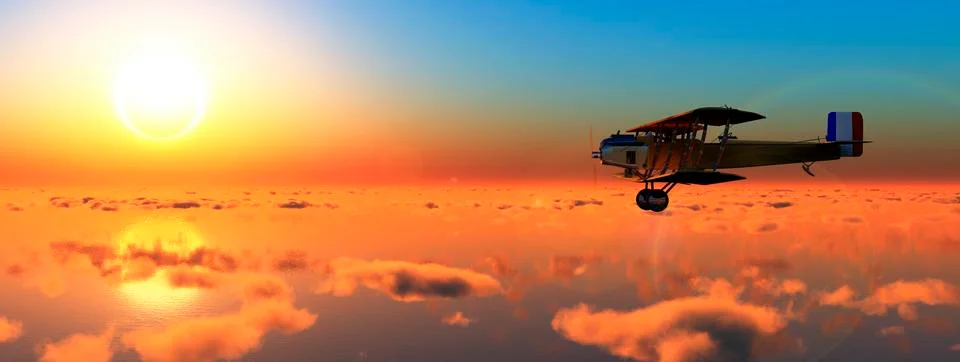 Illustration of a biplane Stock Illustration